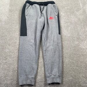 Nike Air Mens Joggers Grey Charcoal Colorblock Fleece Sweatpants Medium M 111